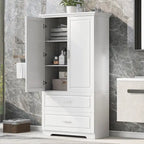 Bathroom Storage Cabinet with 2 Doors and Drawers, Adjustable Shelf