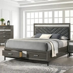 Ensemble de chambre à coucher Heinisk contemporain gris 6 pièces avec plateforme