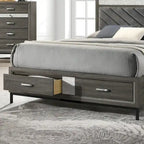 Ensemble de chambre à coucher Heinisk contemporain gris 6 pièces avec plateforme