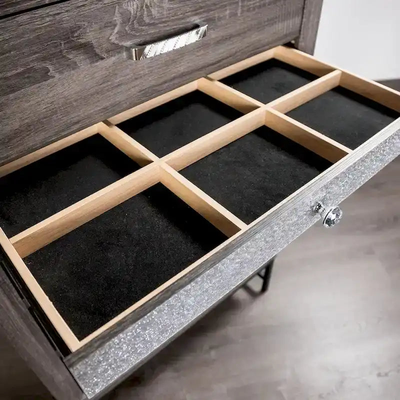 Ensemble de chambre à coucher Heinisk contemporain gris 6 pièces avec plateforme