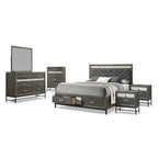 Ensemble de chambre à coucher Heinisk contemporain gris 6 pièces avec plateforme