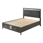 Ensemble de chambre à coucher Heinisk contemporain gris 6 pièces avec plateforme