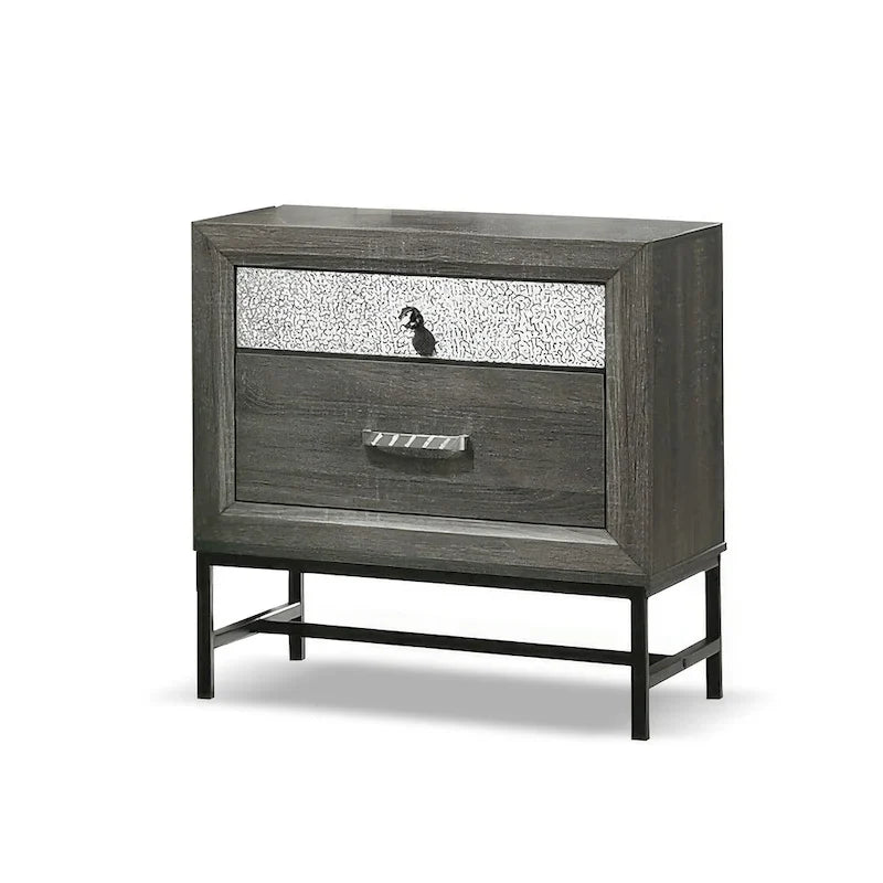 Ensemble de chambre à coucher Heinisk contemporain gris 6 pièces avec plateforme