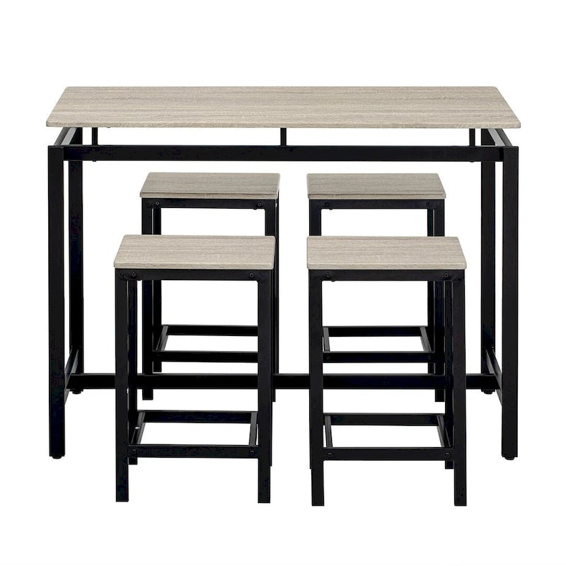 Ensemble table de bar et tabourets compacts 5 pièces moderne