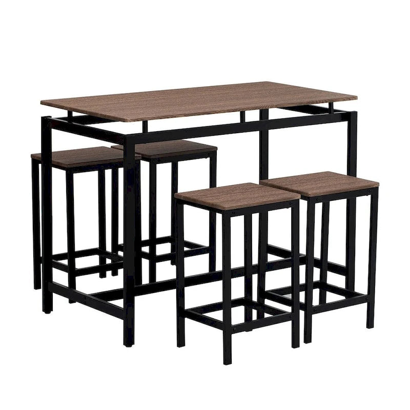 Ensemble table de bar et tabourets compacts 5 pièces moderne